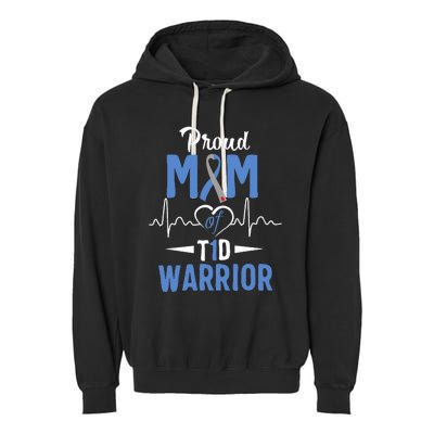 T1D Proud Mom Diabetes Awareness Type 1 Insulin Pancreas Garment-Dyed Fleece Hoodie