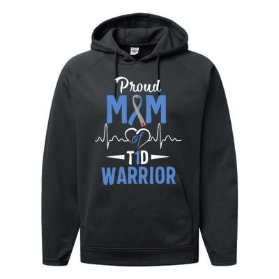 T1D Proud Mom Diabetes Awareness Type 1 Insulin Pancreas Performance Fleece Hoodie