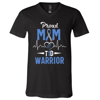 T1D Proud Mom Diabetes Awareness Type 1 Insulin Pancreas V-Neck T-Shirt