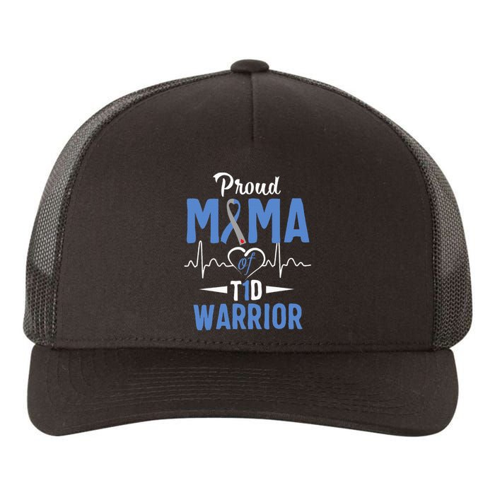 T1D Proud Mama Diabetes Awareness Type 1 Insulin Pancreas Yupoong Adult 5-Panel Trucker Hat