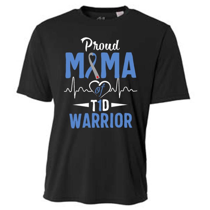 T1D Proud Mama Diabetes Awareness Type 1 Insulin Pancreas Cooling Performance Crew T-Shirt