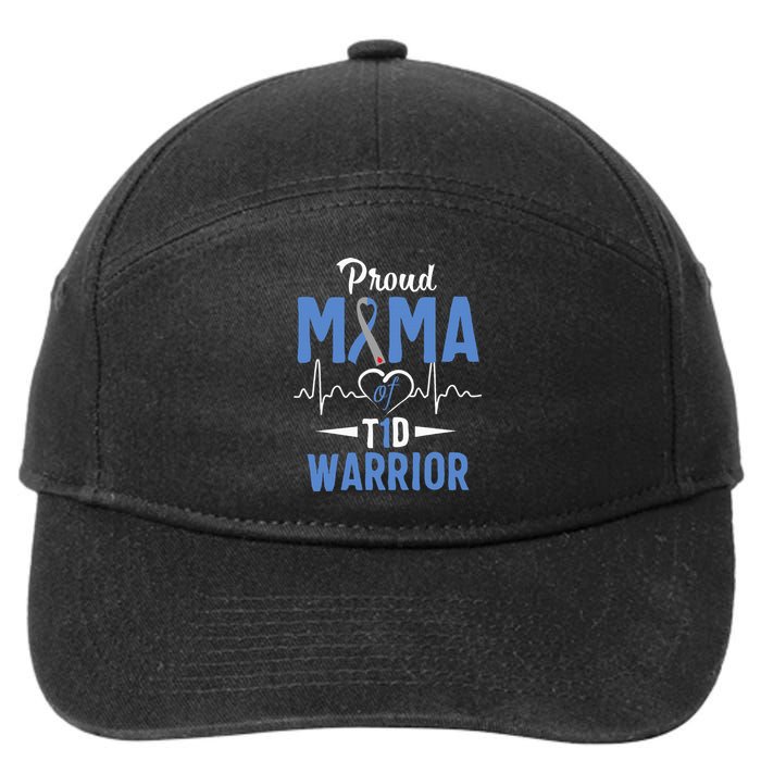 T1D Proud Mama Diabetes Awareness Type 1 Insulin Pancreas 7-Panel Snapback Hat