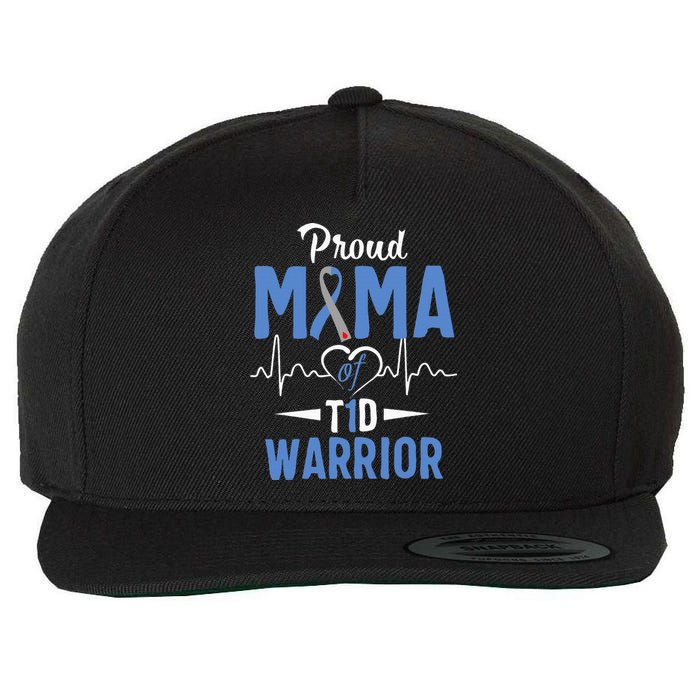 T1D Proud Mama Diabetes Awareness Type 1 Insulin Pancreas Wool Snapback Cap