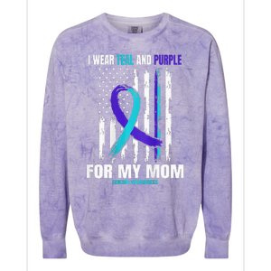 Teal Purple Mom Suicide Awareness Prevention American Flag Colorblast Crewneck Sweatshirt