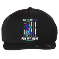 Teal Purple Mom Suicide Awareness Prevention American Flag Wool Snapback Cap