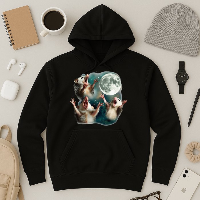 Three Possum Moon 3 Opossum Hoodie