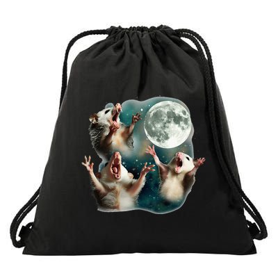 Three Possum Moon 3 Opossum Drawstring Bag