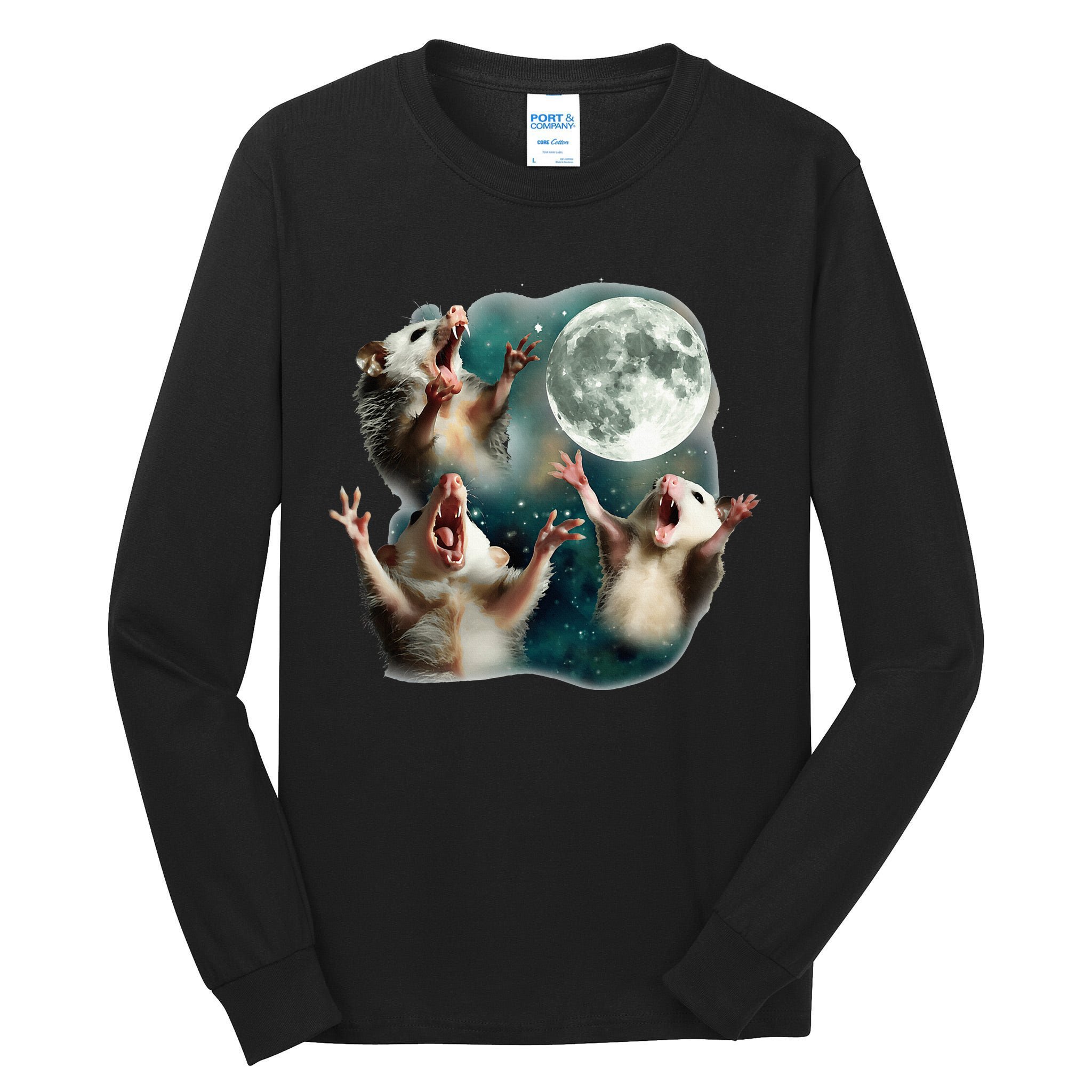 Three Possum Moon 3 Opossum Tall Long Sleeve T-Shirt