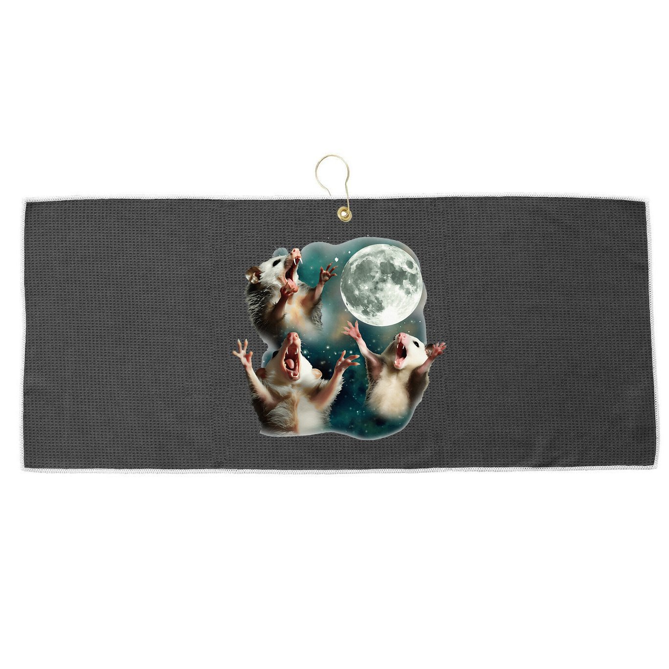 Three Possum Moon 3 Opossum Large Microfiber Waffle Golf Towel