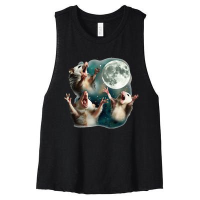 Three Possum Moon 3 Opossum Women's Racerback Cropped Tank