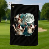Three Possum Moon 3 Opossum Golf Towel
