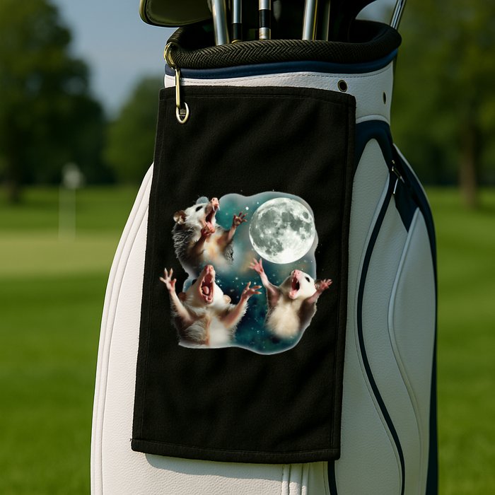 Three Possum Moon 3 Opossum Golf Towel