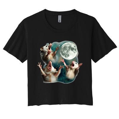 Three Possum Moon 3 Opossum Women's Crop Top Tee