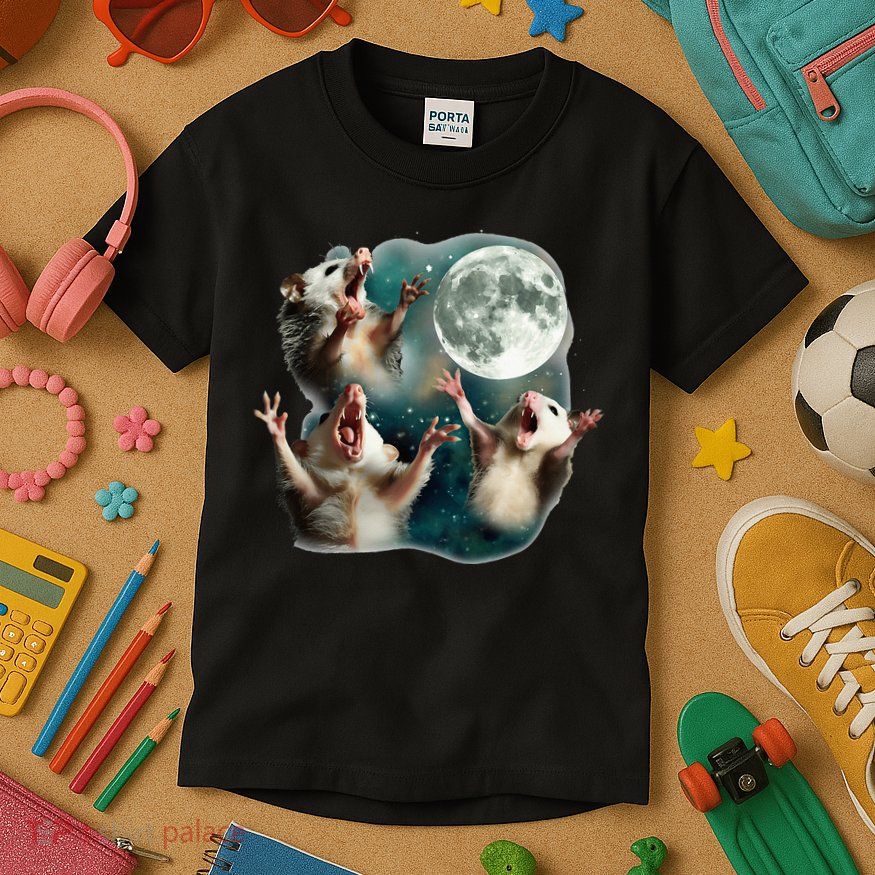 Three Possum Moon 3 Opossum Kids T-Shirt