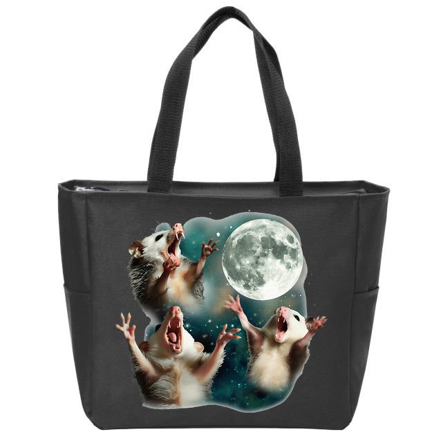 Three Possum Moon 3 Opossum Zip Tote Bag