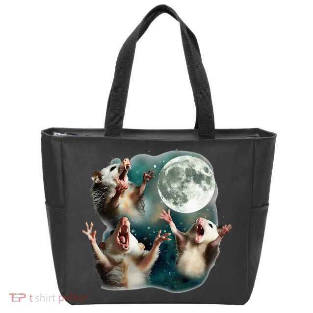 Three Possum Moon 3 Opossum Zip Tote Bag