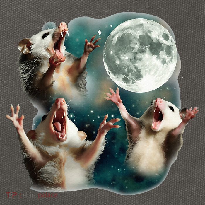 Three Possum Moon 3 Opossum Cotton Canvas Backpack