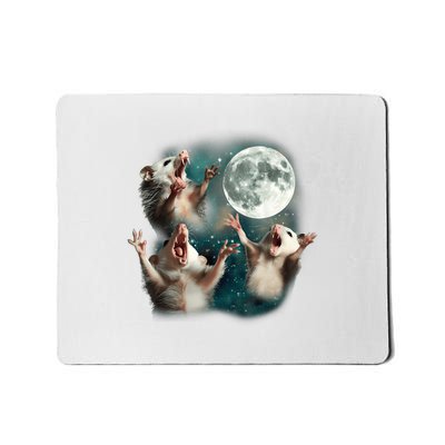Three Possum Moon 3 Opossum Funny Weird Cursed Meme Mousepad