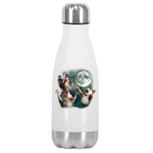 Three Possum Moon 3 Opossum Funny Weird Cursed Meme Stainless Steel Insulated Water Bottle