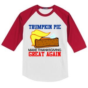 Trumpkin Pie Make Thanksgiving Great Again Funny Trump Gift Kids Colorblock Raglan Jersey