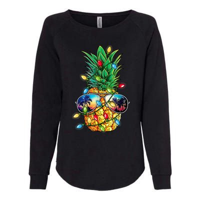 Tropical Pineapple Merry Christmas Lights Tree Merry Xmas Womens California Wash Sweatshirt