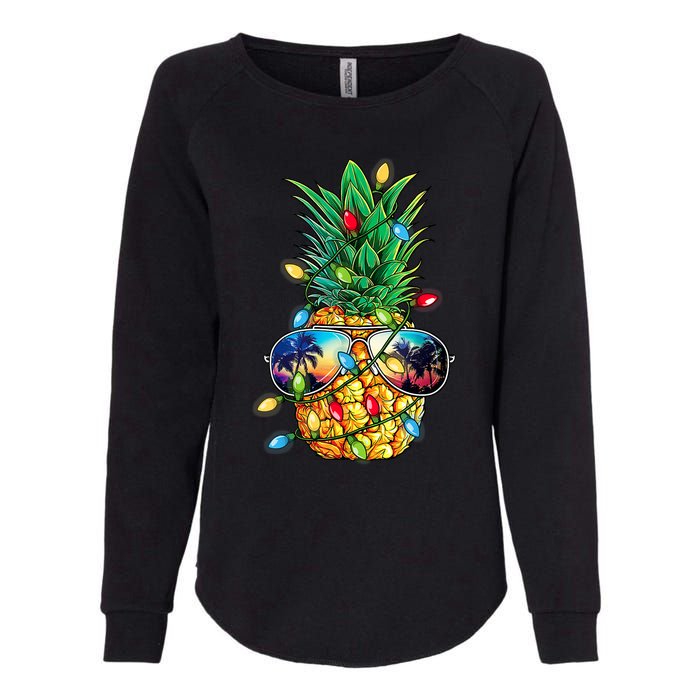 Tropical Pineapple Merry Christmas Lights Tree Merry Xmas Womens California Wash Sweatshirt