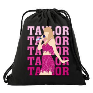 Taylor Personalized Name I Love Taylor Girl Groovy Drawstring Bag