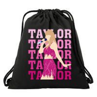 Taylor Personalized Name I Love Taylor Girl Groovy Drawstring Bag