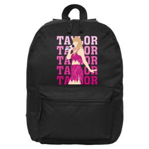 Taylor Personalized Name I Love Taylor Girl Groovy 16 in Basic Backpack