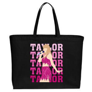 Taylor Personalized Name I Love Taylor Girl Groovy Cotton Canvas Jumbo Tote