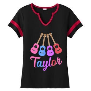 Taylor Personalized Name I Love Taylor Girl Groovy 70S Ladies Halftime Notch Neck Tee