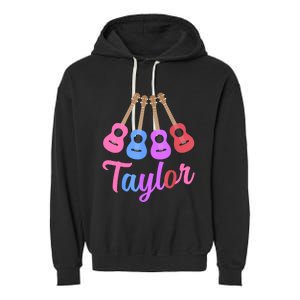 Taylor Personalized Name I Love Taylor Girl Groovy 70S Garment-Dyed Fleece Hoodie