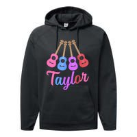 Taylor Personalized Name I Love Taylor Girl Groovy 70S Performance Fleece Hoodie