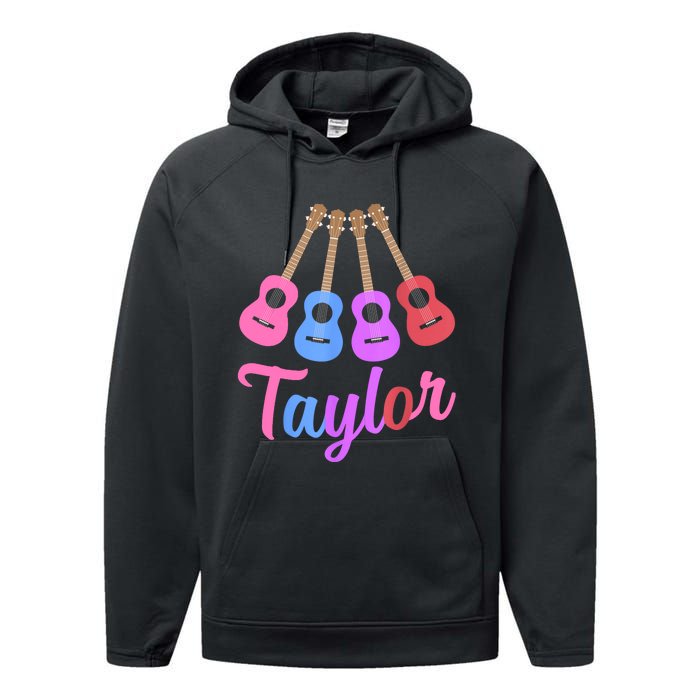 Taylor Personalized Name I Love Taylor Girl Groovy 70S Performance Fleece Hoodie