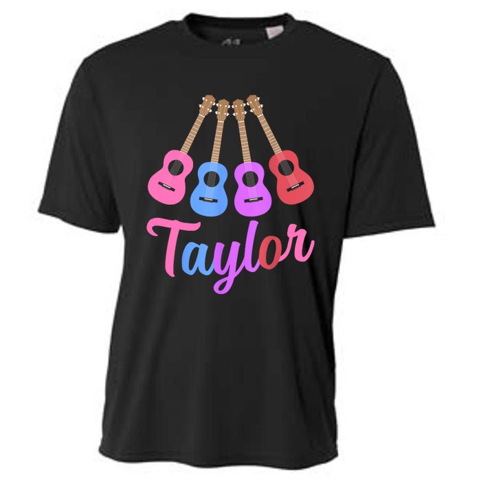 Taylor Personalized Name I Love Taylor Girl Groovy 70S Cooling Performance Crew T-Shirt