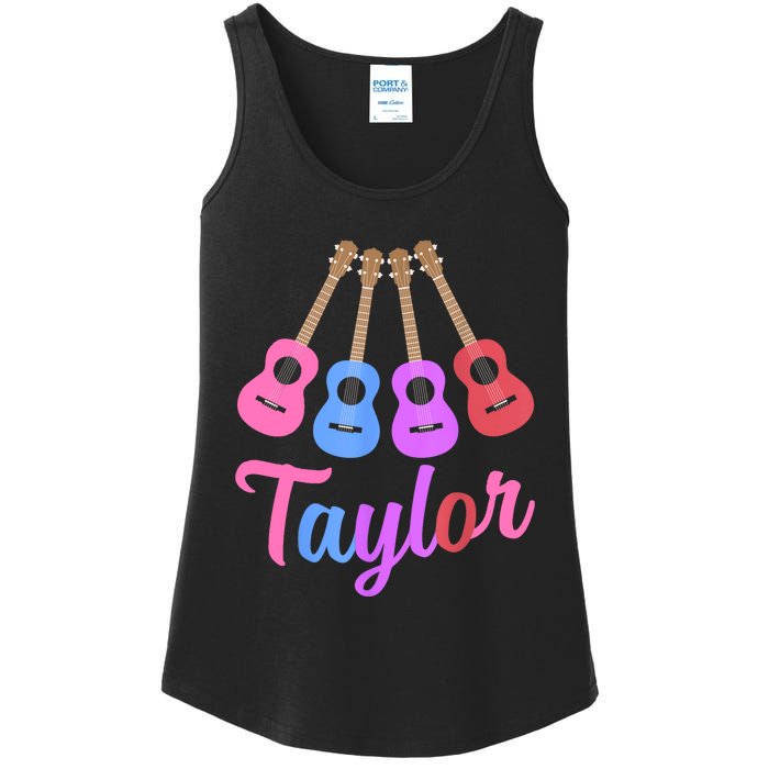 Taylor Personalized Name I Love Taylor Girl Groovy 70S Ladies Essential Tank