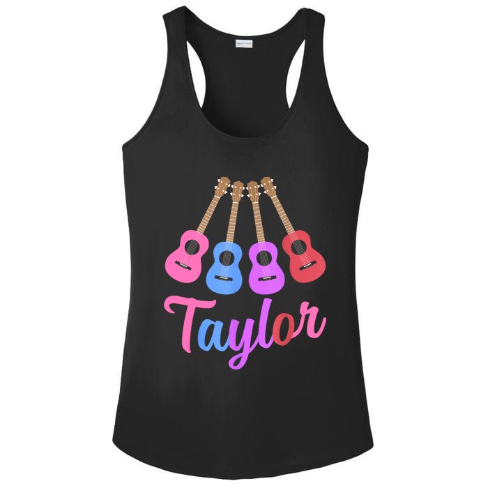 Taylor Personalized Name I Love Taylor Girl Groovy 70S Ladies PosiCharge Competitor Racerback Tank