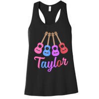 Taylor Personalized Name I Love Taylor Girl Groovy 70S Women's Racerback Tank