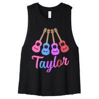 Taylor Personalized Name I Love Taylor Girl Groovy 70S Women's Racerback Cropped Tank