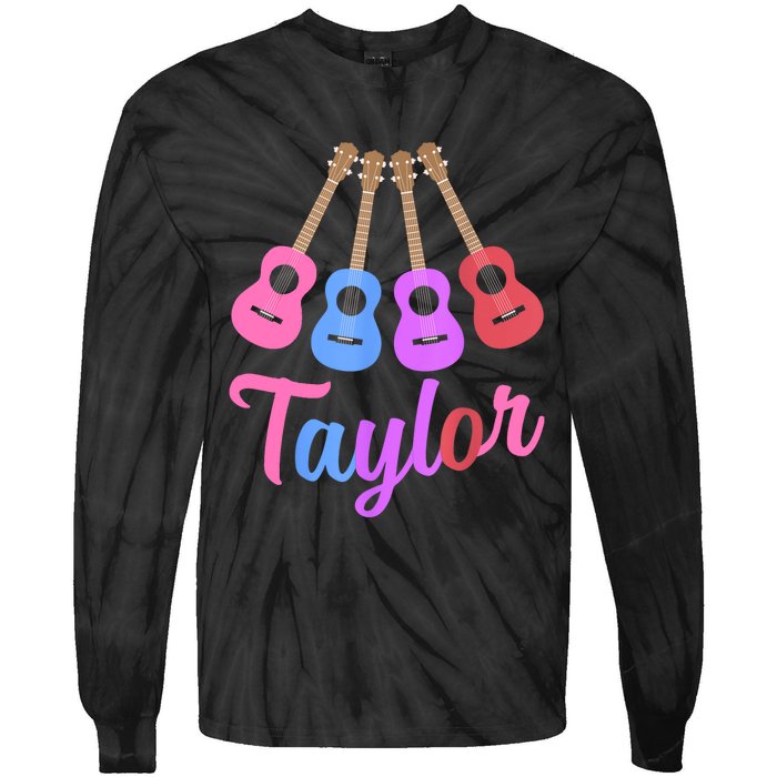 Taylor Personalized Name I Love Taylor Girl Groovy 70S Tie-Dye Long Sleeve Shirt