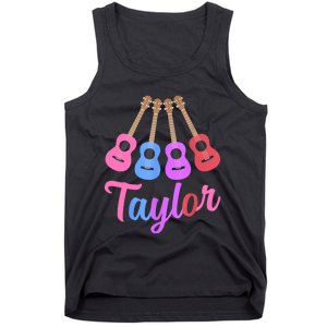 Taylor Personalized Name I Love Taylor Girl Groovy 70S Tank Top