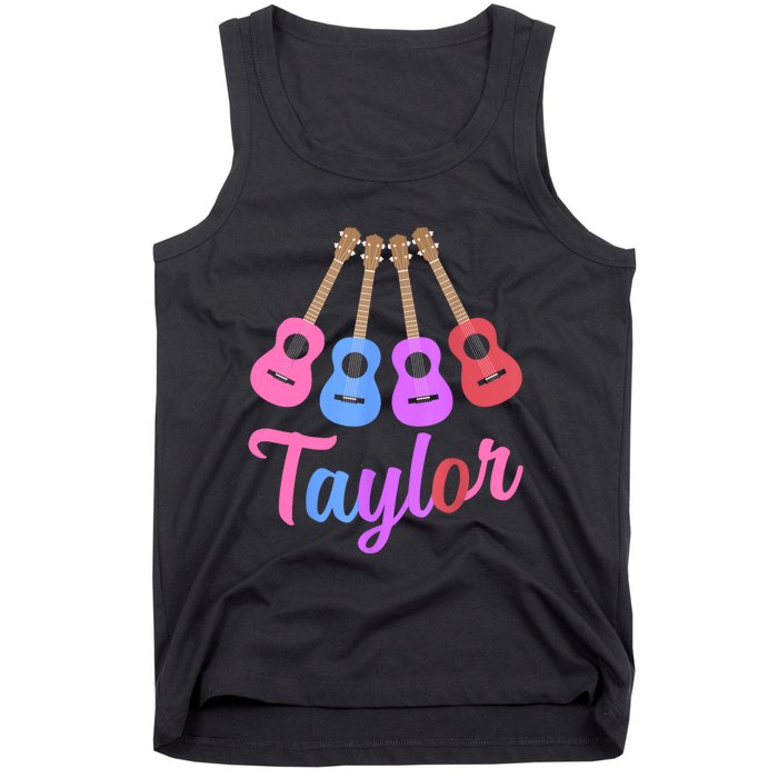 Taylor Personalized Name I Love Taylor Girl Groovy 70S Tank Top