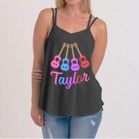 Taylor Personalized Name I Love Taylor Girl Groovy 70S Women's Strappy Tank