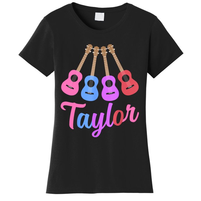 Taylor Personalized Name I Love Taylor Girl Groovy 70S Women's T-Shirt