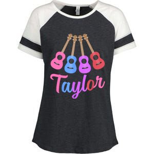 Taylor Personalized Name I Love Taylor Girl Groovy 70S Enza Ladies Jersey Colorblock Tee