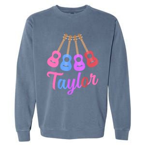 Taylor Personalized Name I Love Taylor Girl Groovy 70S Garment-Dyed Sweatshirt