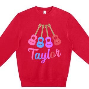 Taylor Personalized Name I Love Taylor Girl Groovy 70S Premium Crewneck Sweatshirt