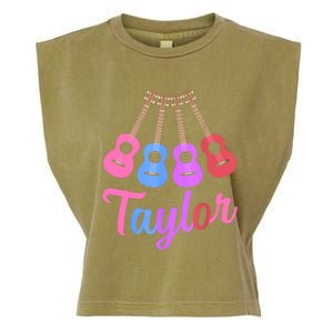 Taylor Personalized Name I Love Taylor Girl Groovy 70S Garment-Dyed Women's Muscle Tee