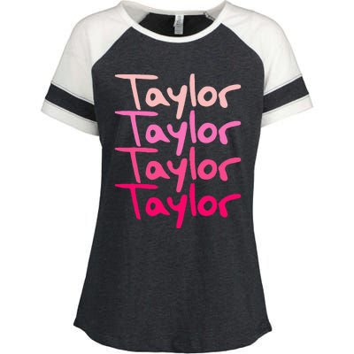 T.aylor Personalized Name Enza Ladies Jersey Colorblock Tee