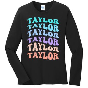 Taylor Personalized Name I Love Taylor Ladies Long Sleeve Shirt